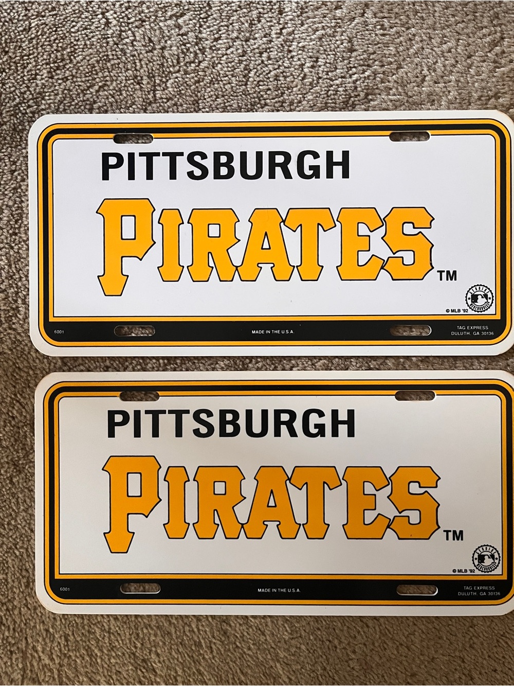 Two Pittsburgh Pirates Vintage Booster / License Plates